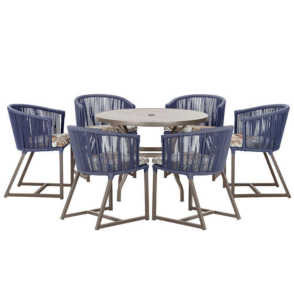 Mesa E 6 Cadeiras E Noronha Marrom E6 Trama Original Azul - 1