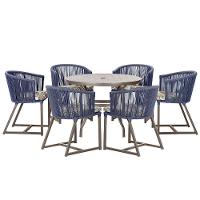 Mesa E 6 Cadeiras E Noronha Marrom E6 Trama Original Azul - 1