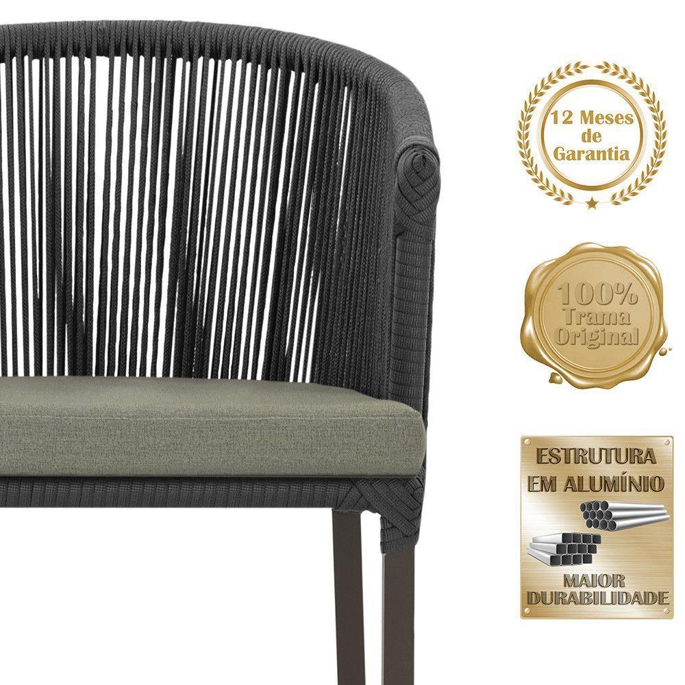 Cadeira De Jantar Noronha Alumínio Marrom E8 Trama Original Preto - 3