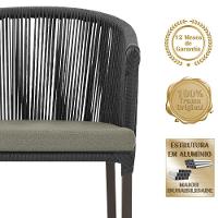 Cadeira De Jantar Noronha Alumínio Marrom E8 Trama Original Preto - 3