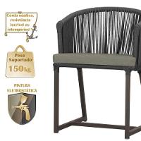 Cadeira De Jantar Noronha Alumínio Marrom E8 Trama Original Preto