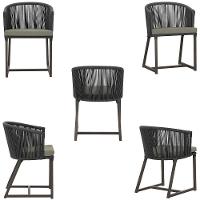 Cadeira De Jantar Noronha Alumínio Marrom E8 Trama Original Preto - 5