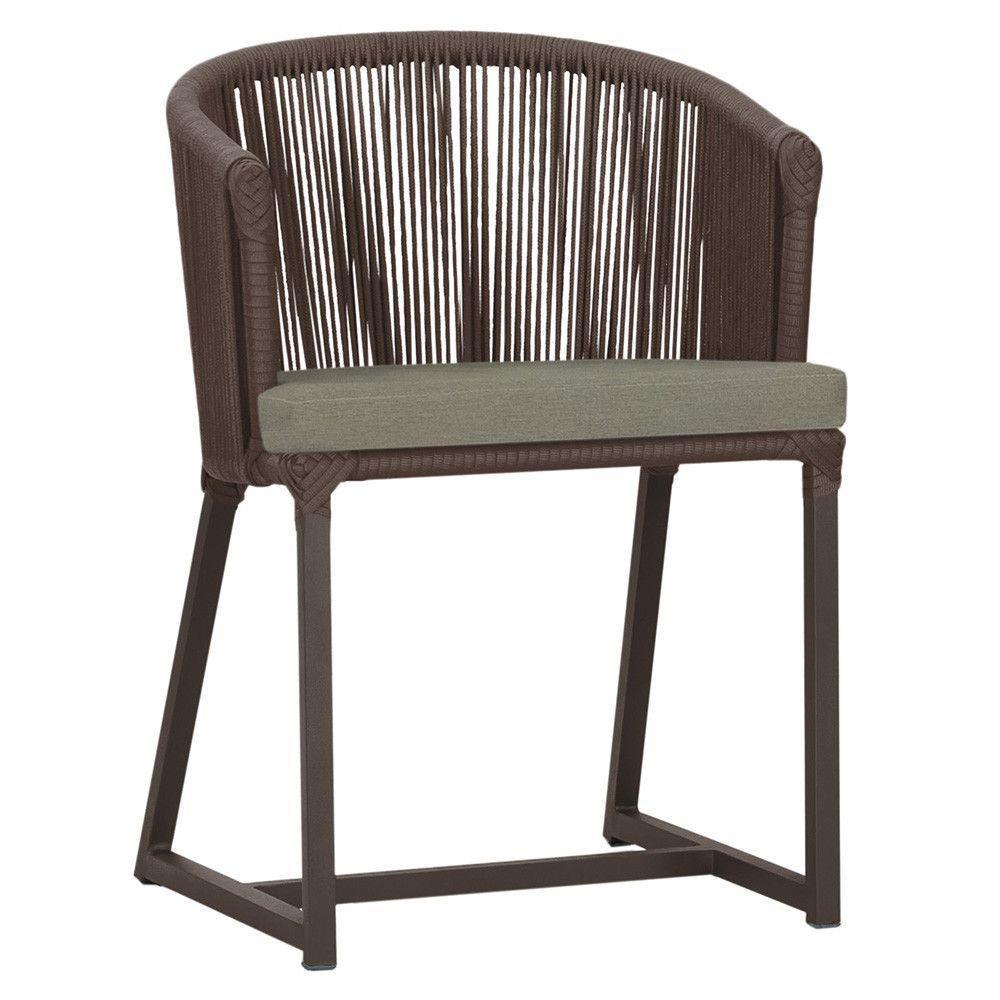 Cadeira De Jantar Noronha Alumínio Marrom E8 Trama Original Marrom - 1