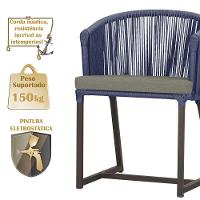 Cadeira De Jantar Noronha Alumínio Marrom E8 Trama Original Azul