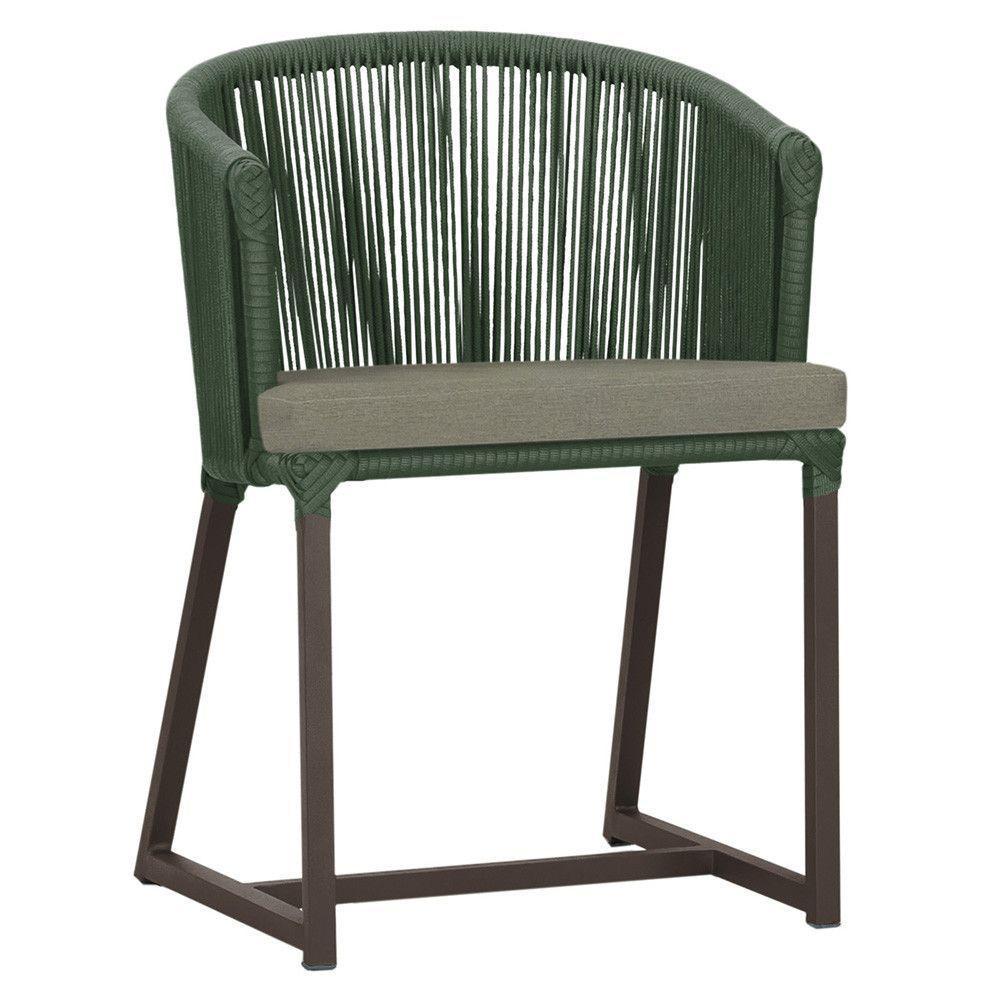 Cadeira De Jantar Noronha Alumínio Marrom E8 Trama Original Verde - 1