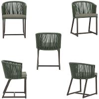 Cadeira De Jantar Noronha Alumínio Marrom E8 Trama Original Verde - 2