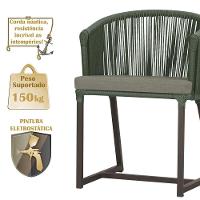 Cadeira De Jantar Noronha Alumínio Marrom E8 Trama Original Verde - 5