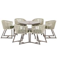 Mesa E 6 Cadeiras Jantar Noronha Marrom E13 Trama Original Rami - 1