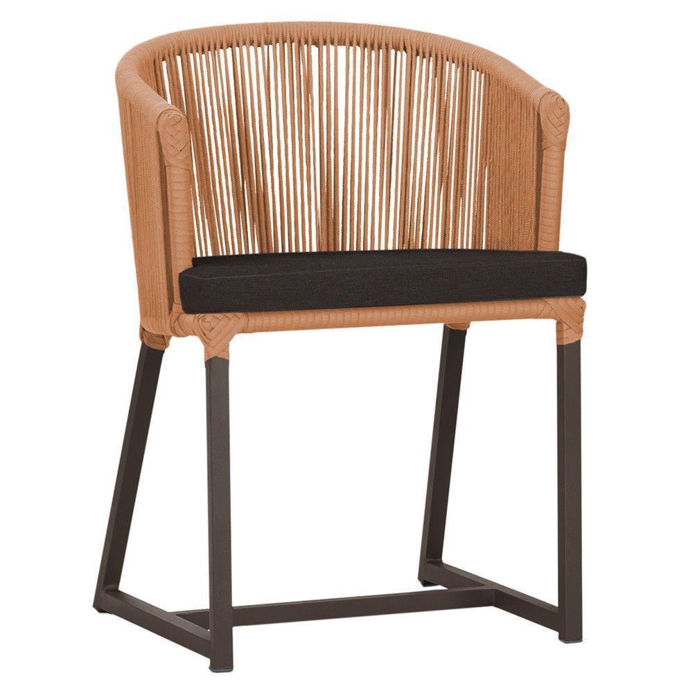 Cadeira De Jantar Noronha Alumínio Marrom E9 Trama Original Terra Cota - 1