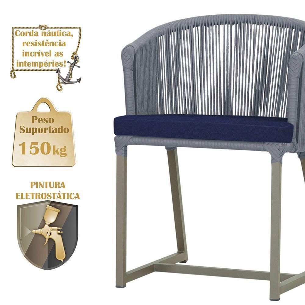 Mesa E 6 Cadeiras De Jantar Noronha Fendi E10 Trama Original Prata - 4