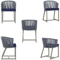 Mesa E 6 Cadeiras De Jantar Noronha Fendi E10 Trama Original Prata - 5