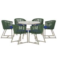 Mesa E 6 Cadeiras De Jantar Noronha Fendi E10 Trama Original Verde - 1