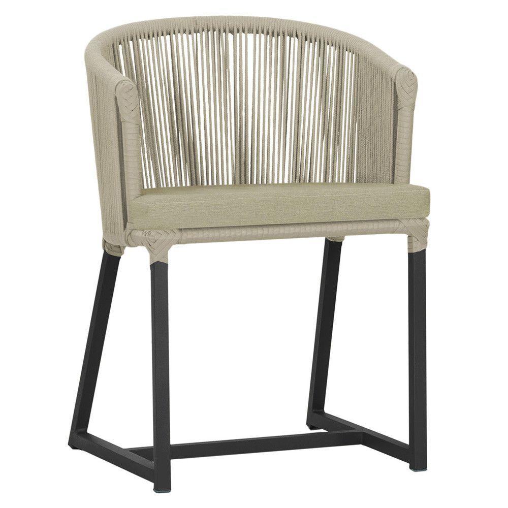 Cadeira De Jantar Noronha Alumínio Preta E7 Trama Original Rami - 1