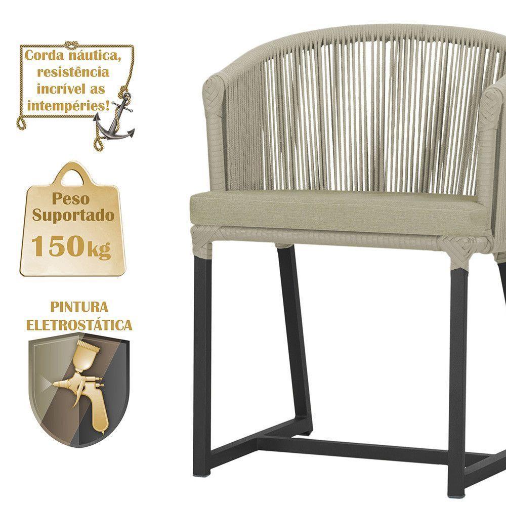 Cadeira De Jantar Noronha Alumínio Preta E7 Trama Original Rami - 4