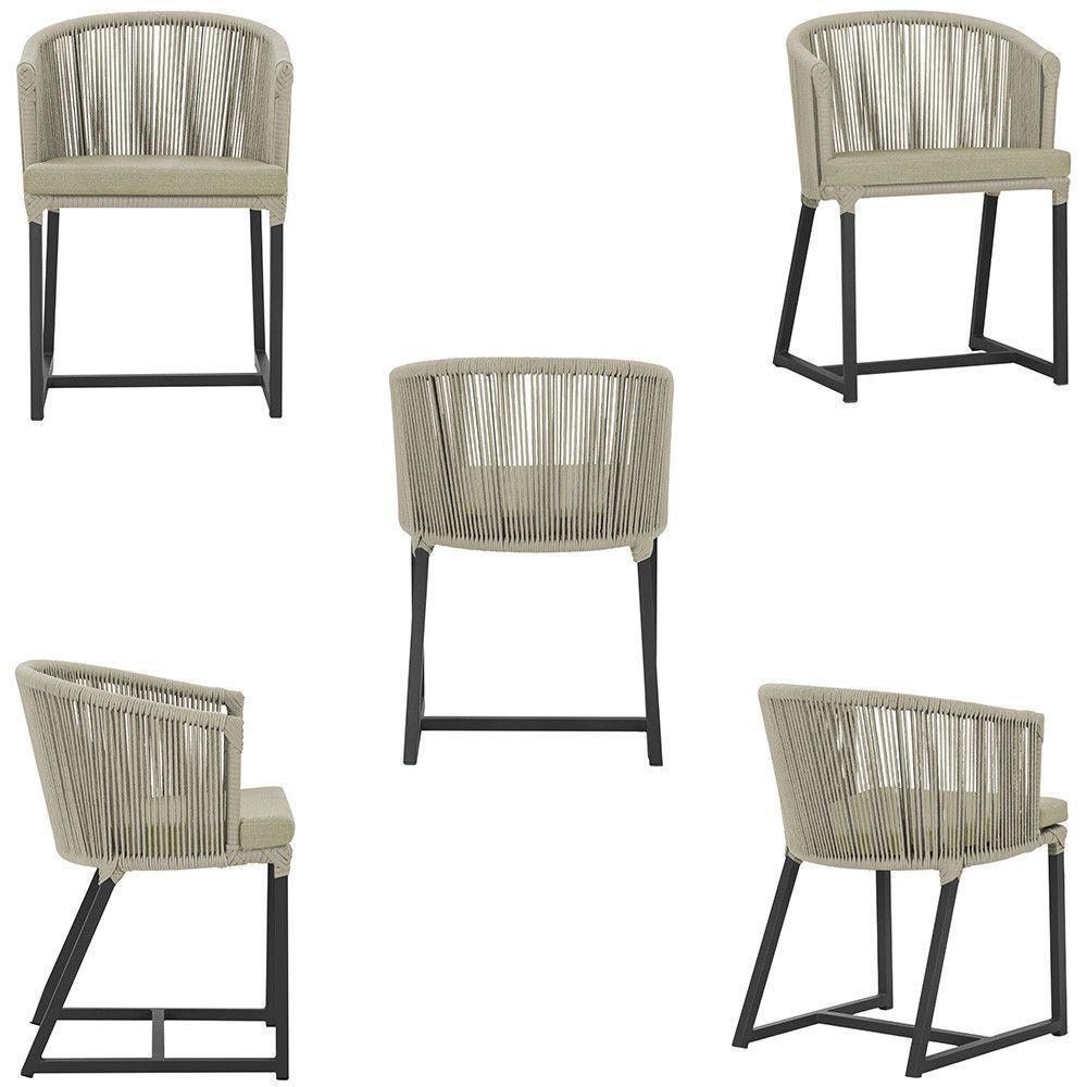 Cadeira De Jantar Noronha Alumínio Preta E7 Trama Original Rami - 5