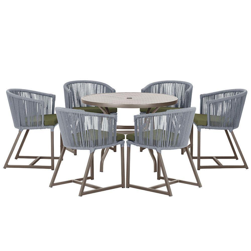 Mesa E 6 Cadeiras Jantar Noronha Marrom E13 Trama Original Prata - 1