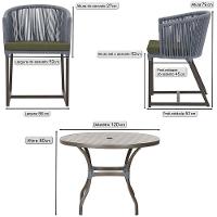 Mesa E 6 Cadeiras Jantar Noronha Marrom E13 Trama Original Prata - 2