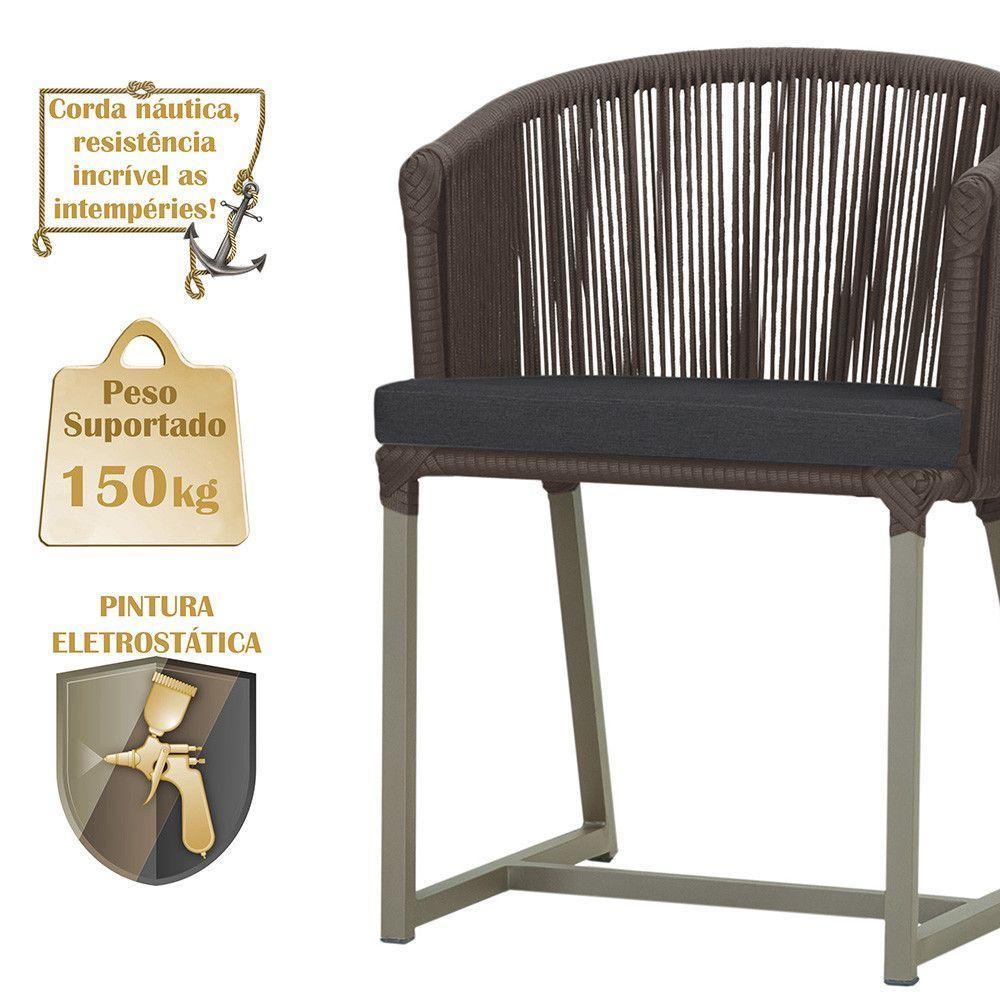 Mesa E 6 Cadeiras De Jantar Noronha Fendi E11 Trama Original Marrom - 4