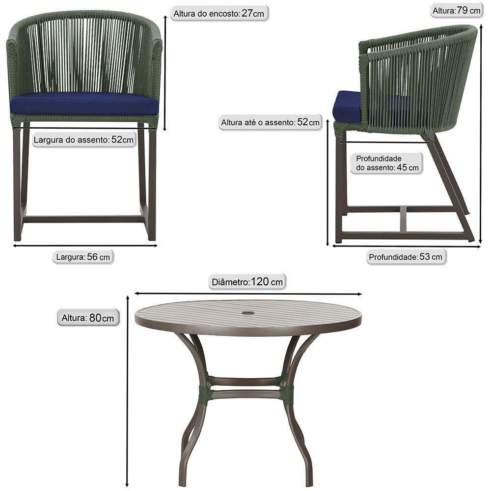 Mesa E 6 Cadeiras Jantar Noronha Marrom E10 Trama Original Verde - 2