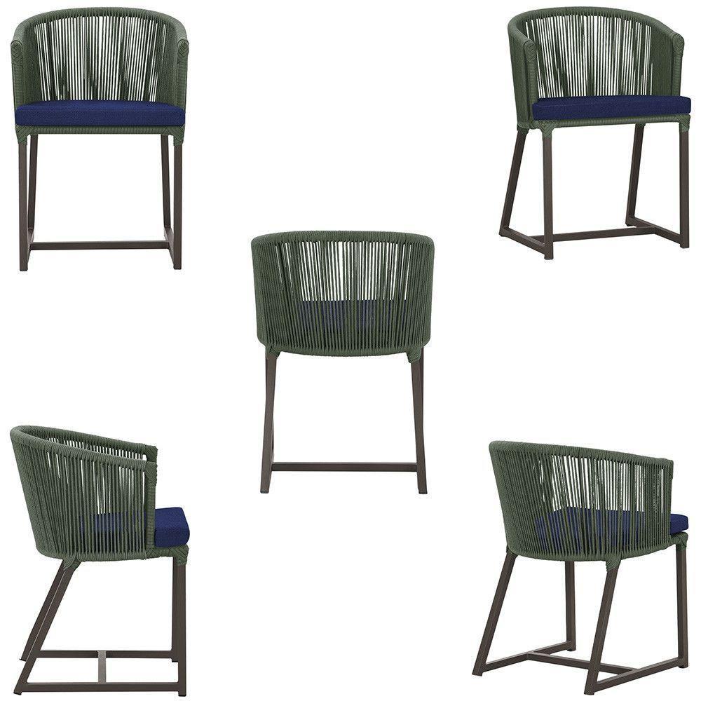 Mesa E 6 Cadeiras Jantar Noronha Marrom E10 Trama Original Verde - 5