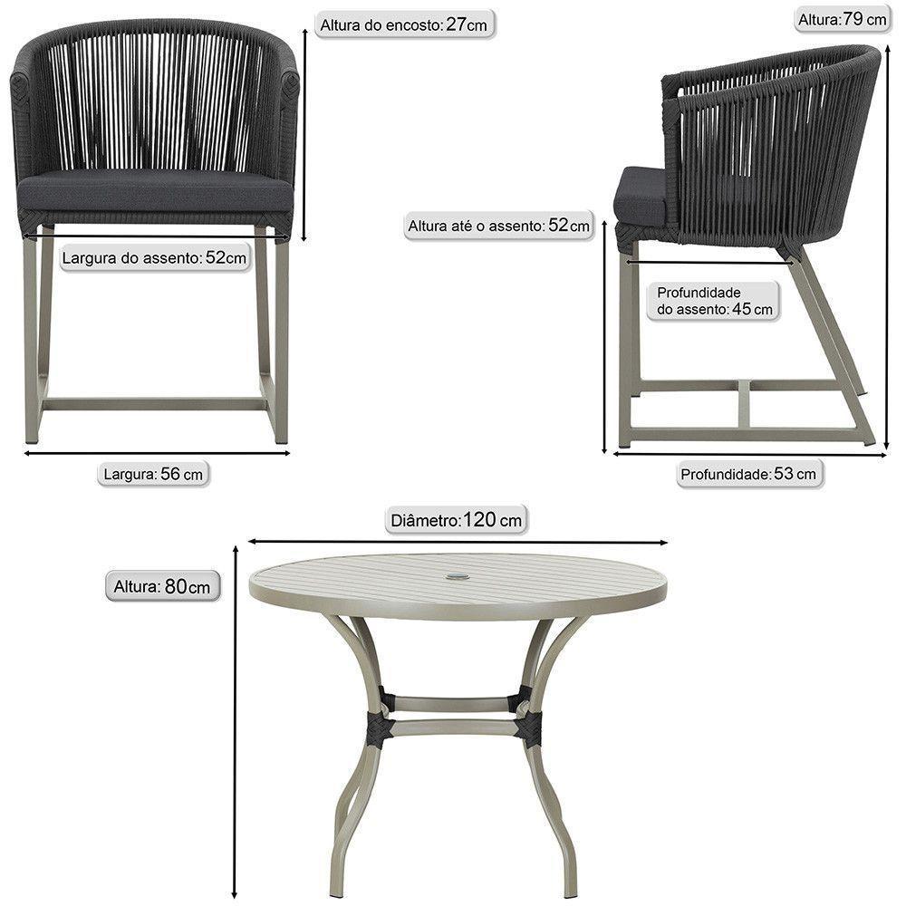 Mesa E 6 Cadeiras De Jantar Noronha Fendi E11 Trama Original Preto - 2