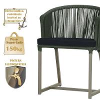 Cadeira De Jantar Noronha Alumínio Fendi E12 Trama Original Verde