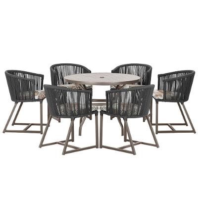 Mesa E 6 Cadeiras E Noronha Marrom E6 Trama Original Preto