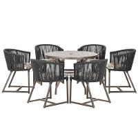 Mesa E 6 Cadeiras E Noronha Marrom E6 Trama Original Preto - 1