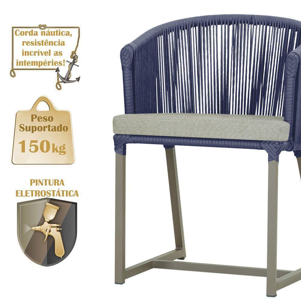 Mesa E 6 Cadeiras De Jantar Noronha Fendi E3 Trama Original Azul - 4