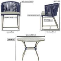 Mesa E 6 Cadeiras De Jantar Noronha Fendi E3 Trama Original Azul - 2