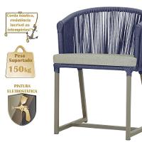 Mesa E 6 Cadeiras De Jantar Noronha Fendi E3 Trama Original Azul