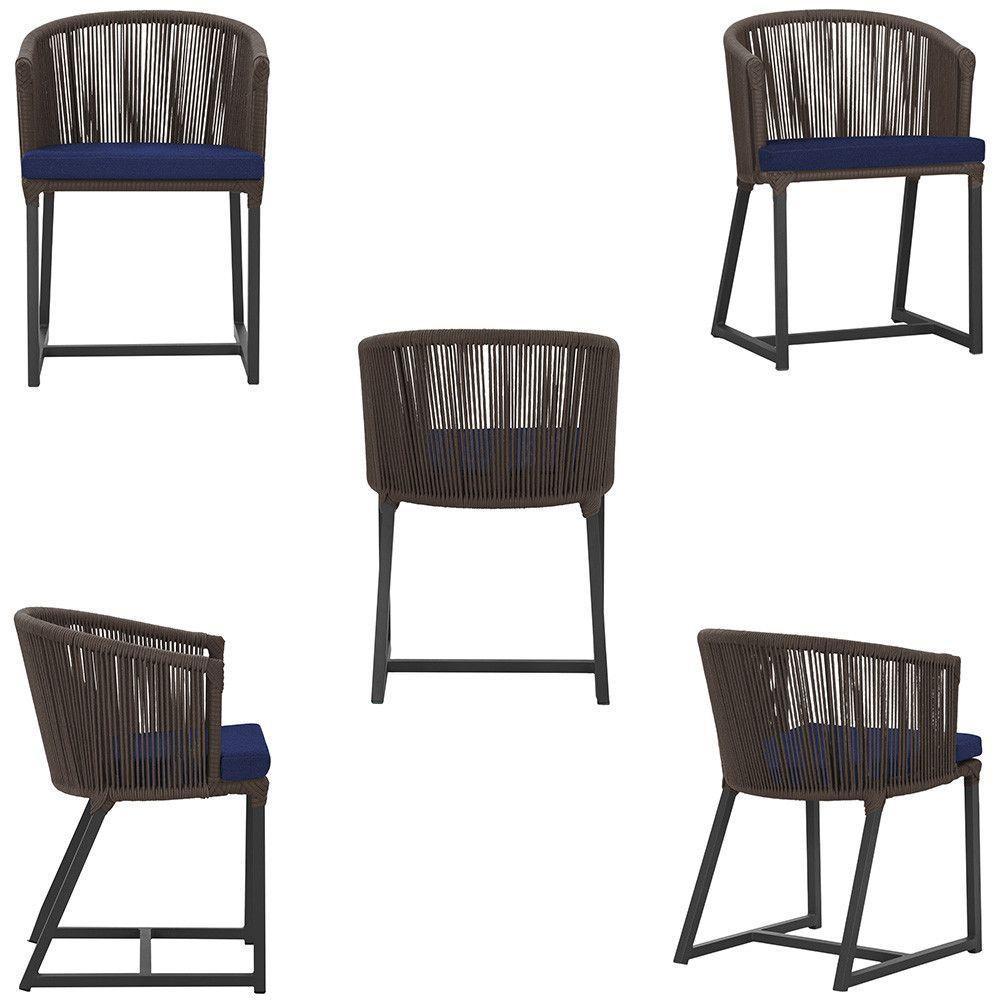 Cadeira De Jantar Noronha Alumínio Preta E10 Trama Original Marrom - 6