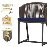 Cadeira De Jantar Noronha Alumínio Preta E10 Trama Original Marrom - 5