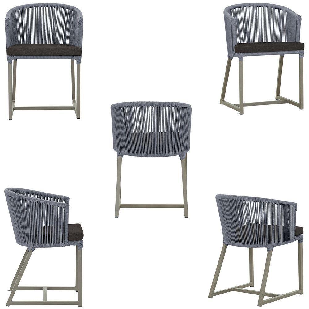 Mesa E 6 Cadeiras De Jantar Noronha Fendi E9 Trama Original Prata - 5