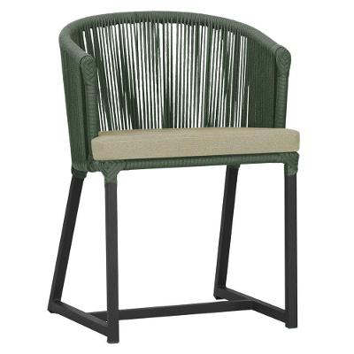 Cadeira De Jantar Noronha Alumínio Preta E7 Trama Original Verde