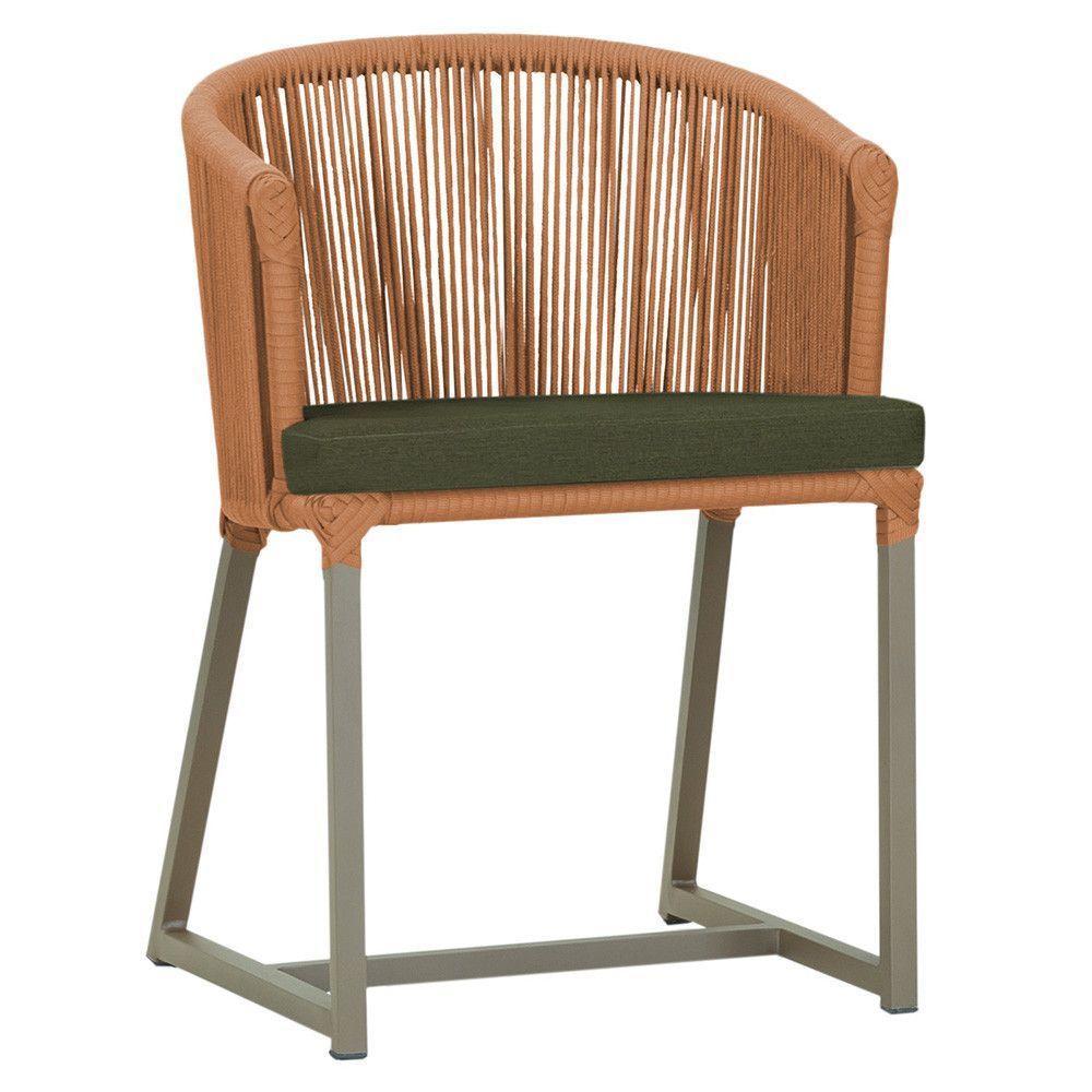 Cadeira De Jantar Noronha Alumínio Fendi E13 Trama Original Terra Cota - 1