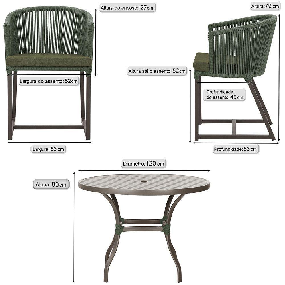 Mesa E 6 Cadeiras Jantar Noronha Marrom E13 Trama Original Verde - 5