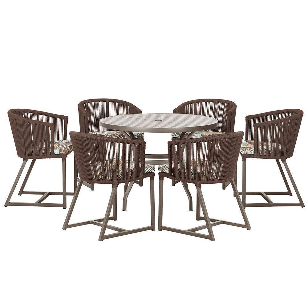 Mesa E 6 Cadeiras E Noronha Marrom E6 Trama Original Marrom - 1