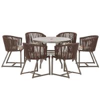 Mesa E 6 Cadeiras E Noronha Marrom E6 Trama Original Marrom - 1