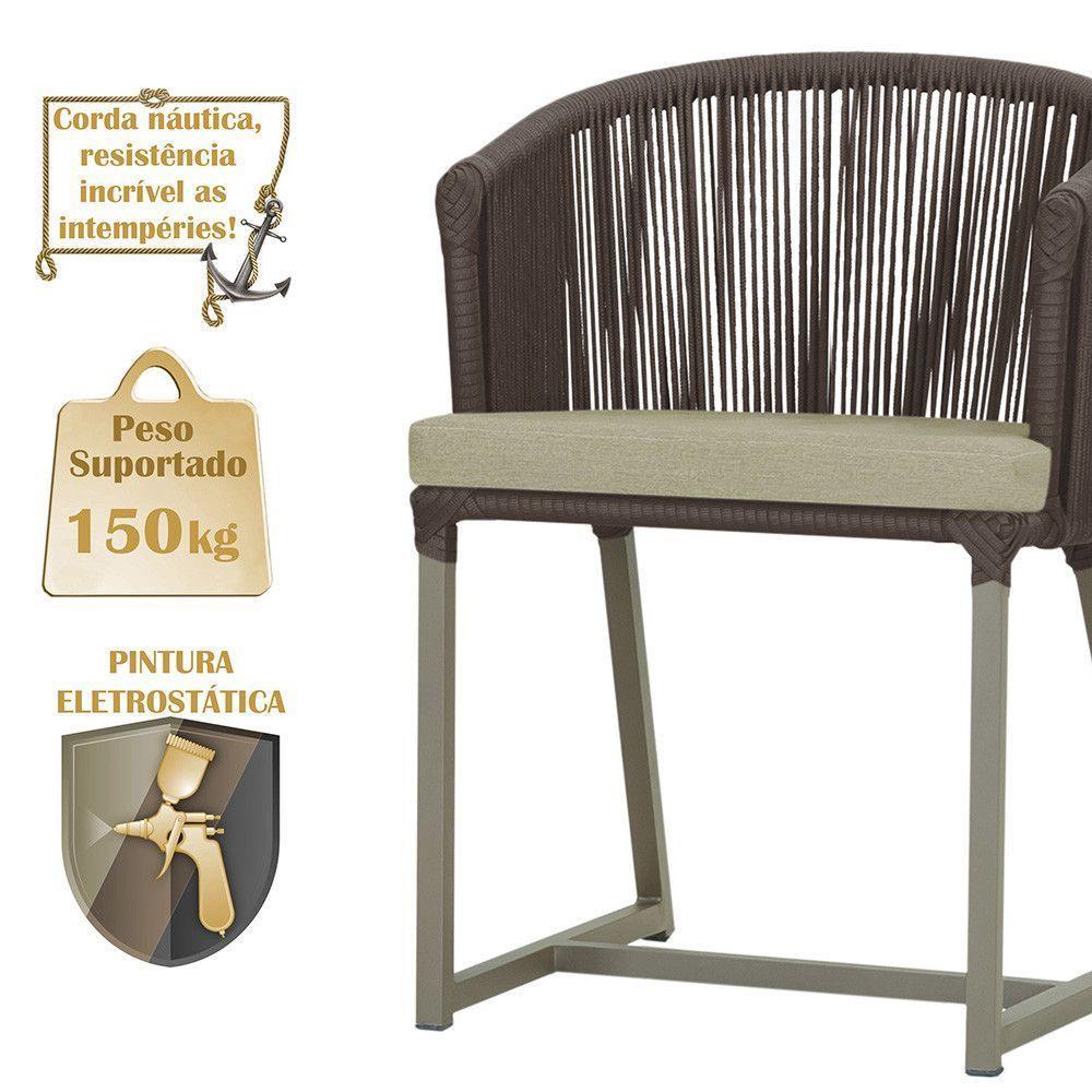 Mesa E 6 Cadeiras De Jantar Noronha Fendi E7 Trama Original Marrom - 4