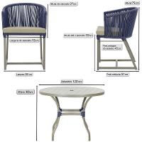 Mesa E 6 Cadeiras De Jantar Noronha Fendi E7 Trama Original Azul - 2