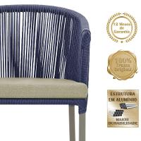 Mesa E 6 Cadeiras De Jantar Noronha Fendi E7 Trama Original Azul - 3