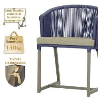 Mesa E 6 Cadeiras De Jantar Noronha Fendi E7 Trama Original Azul