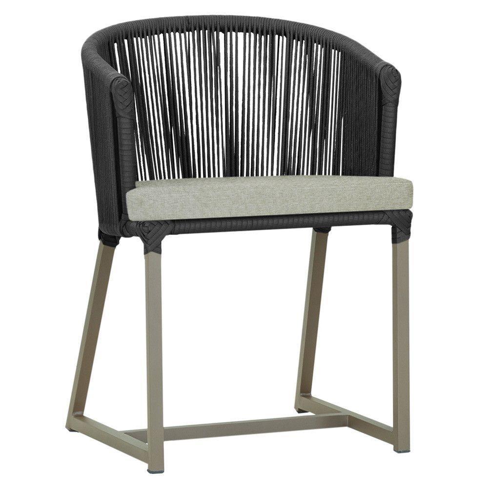 Cadeira De Jantar Noronha Alumínio Fendi E3 Trama Original Preto - 1