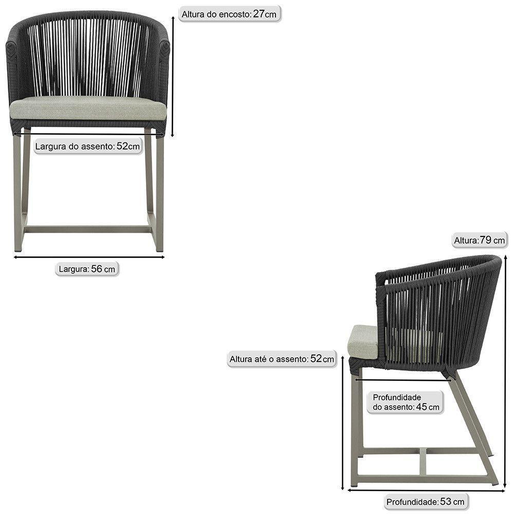 Cadeira De Jantar Noronha Alumínio Fendi E3 Trama Original Preto - 2