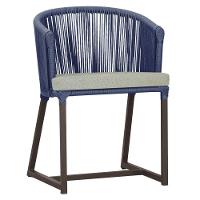 Cadeira De Jantar Noronha Alumínio Marrom E3 Trama Original Azul - 1