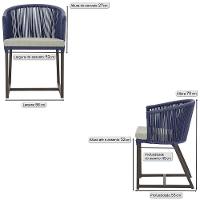 Cadeira De Jantar Noronha Alumínio Marrom E3 Trama Original Azul - 2