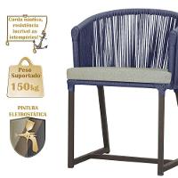 Cadeira De Jantar Noronha Alumínio Marrom E3 Trama Original Azul