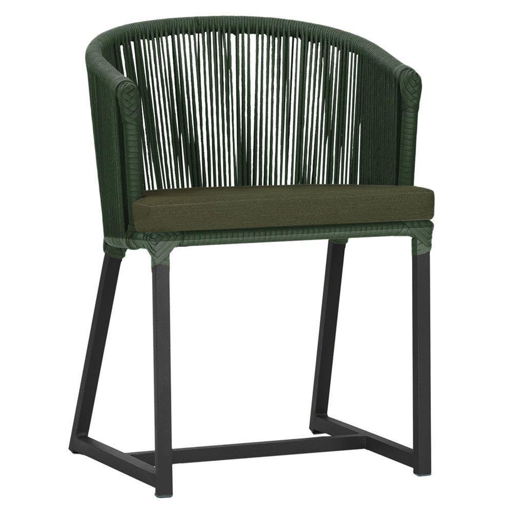 Cadeira De Jantar Noronha Alumínio Preta E13 Trama Original Verde - 1