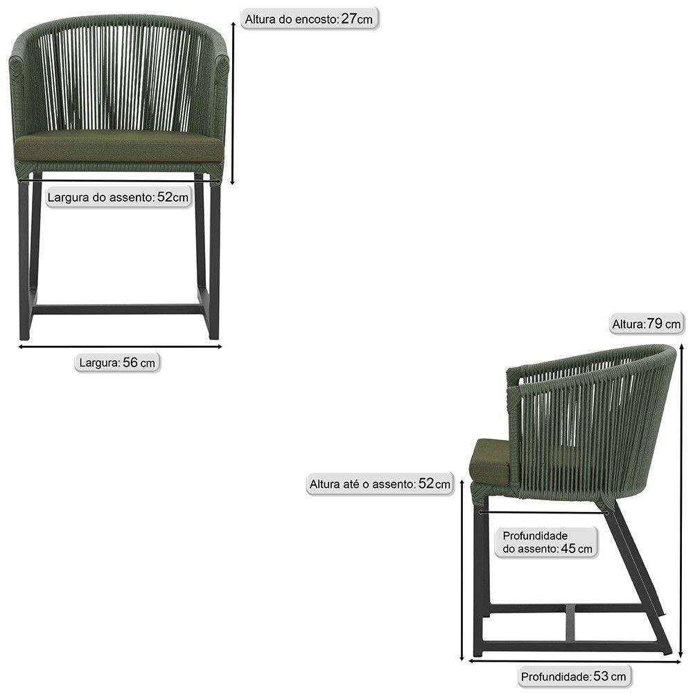Cadeira De Jantar Noronha Alumínio Preta E13 Trama Original Verde - 2